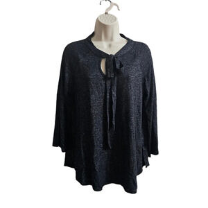 PHILOSOPHY Knit Tie Front Long Sleeve Top Gray Size M